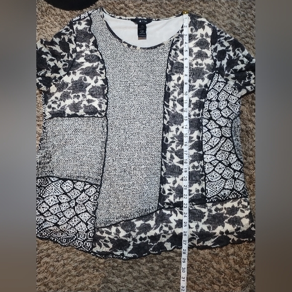 Ali Miles Top Wool Blend Patchwork Floral Mesh Boho Artsy - Picture 14 of 16